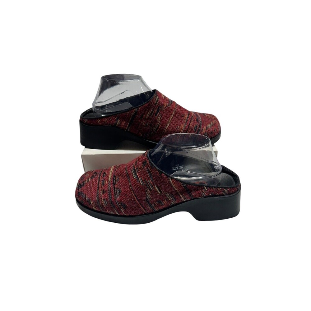 Inspired Soles Arteffects Shoes Womens 10M Black Red‎ Fabric Slip On Clogs